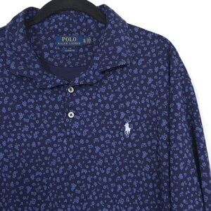 POLO RALPH LAUREN Classic Fit Men's Soft Polo Shirt Size XL Navy Floral Vintage